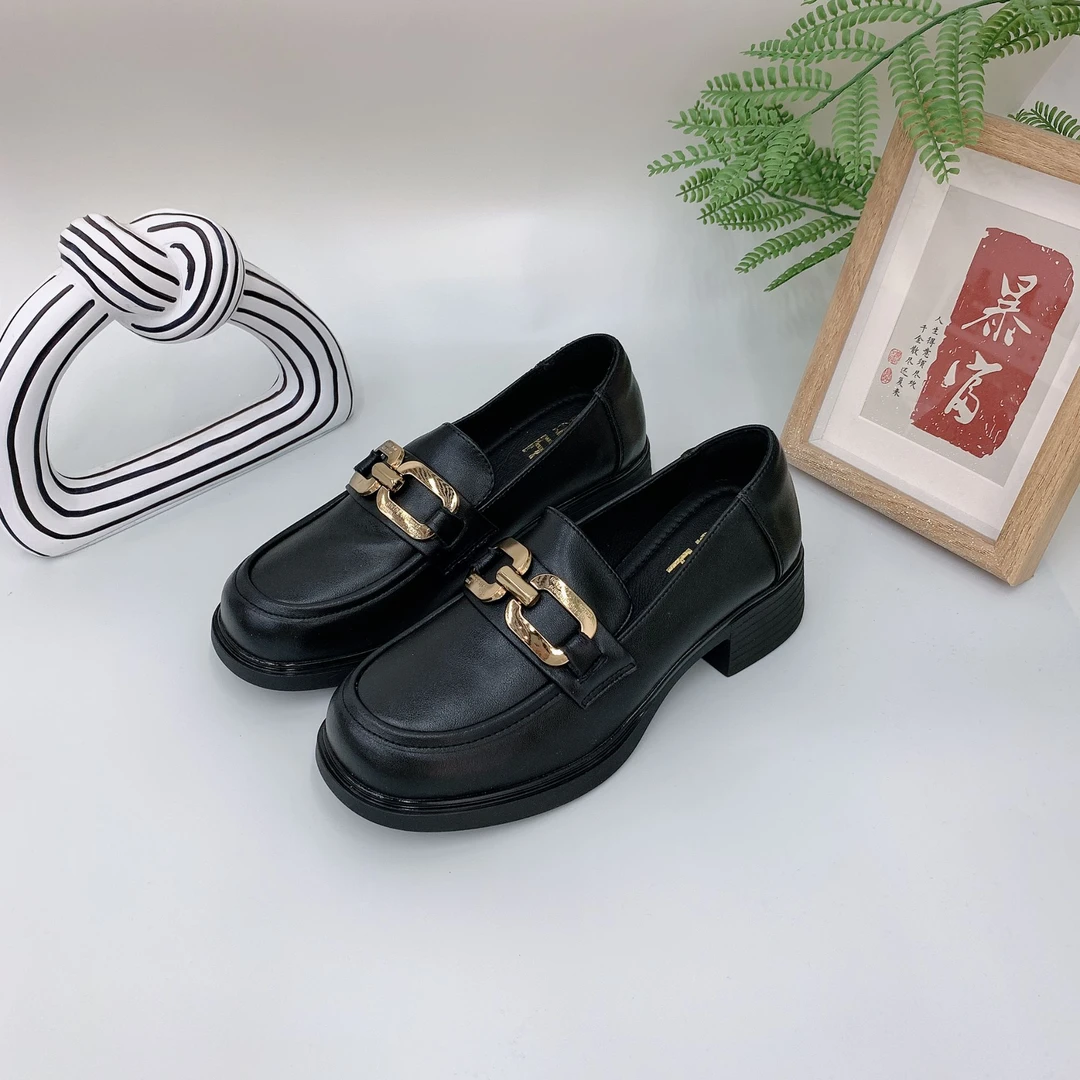 小皮鞋女2024秋季新款系带百搭增高日系单鞋英伦风乐福鞋6817