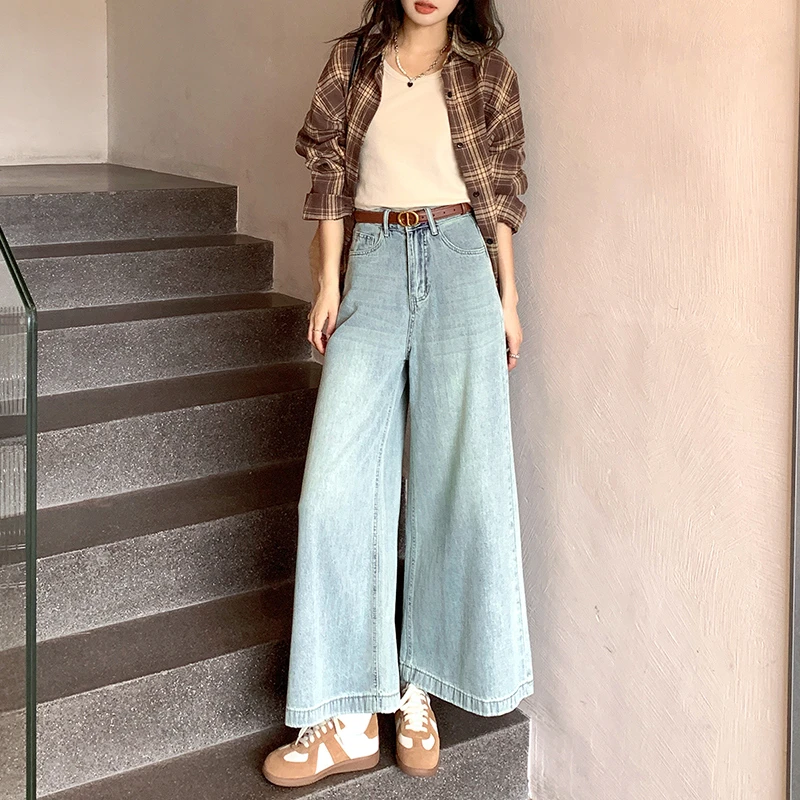 默认瑕疵牛仔裤女时尚休闲百搭宽松复古韩版夏季薄款显瘦阔腿老爹