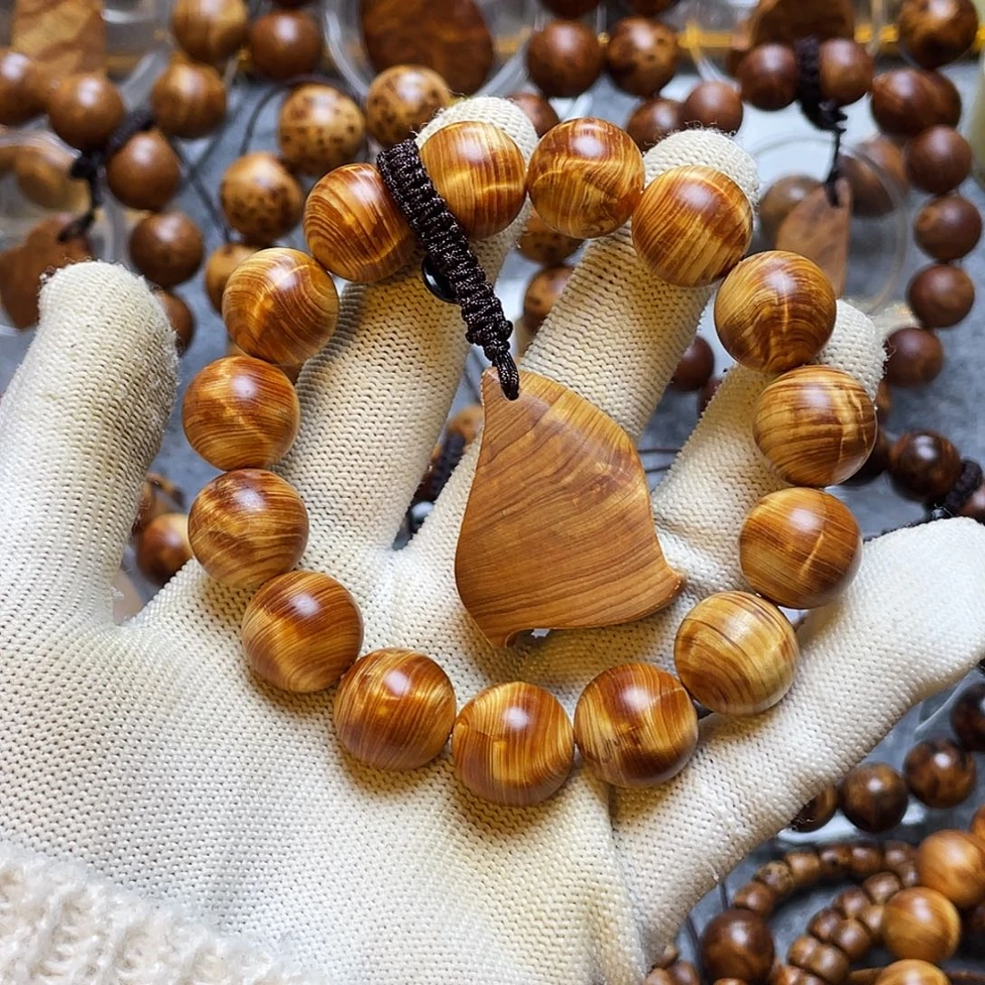 s***峰柏木手串/手链太行崖柏陈化1314老型黄金龙胆闪