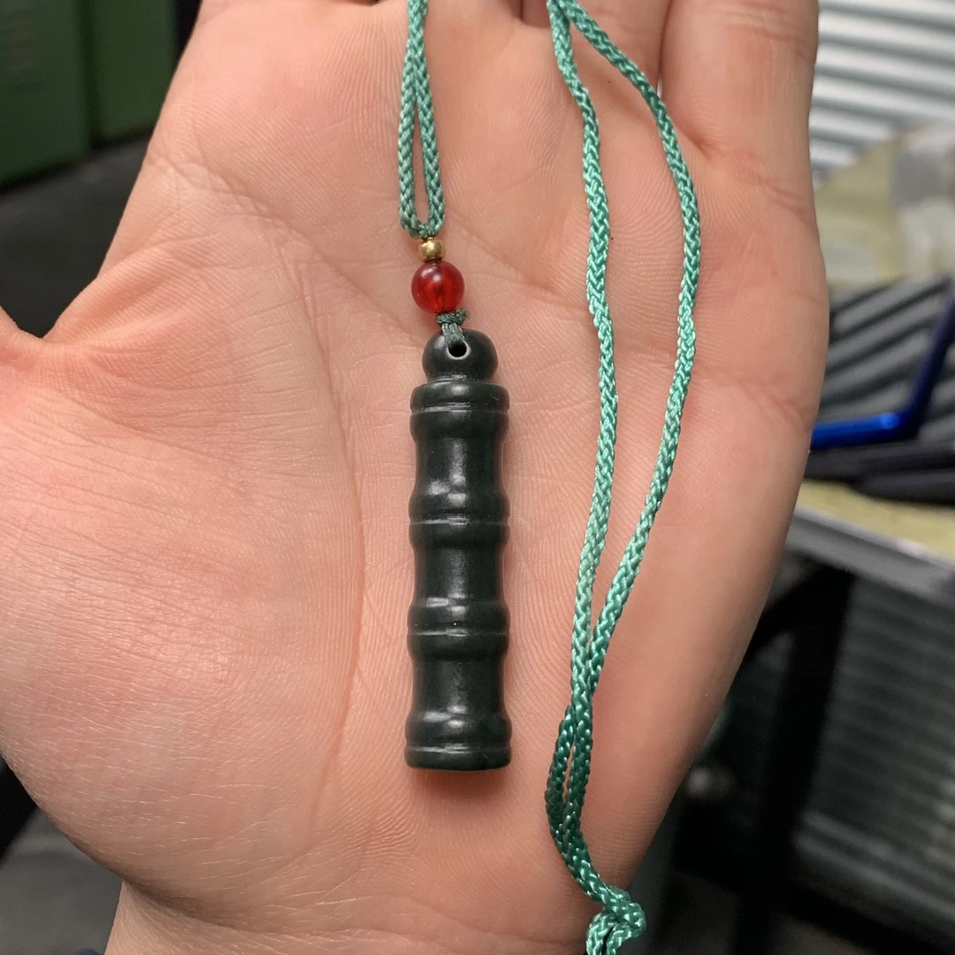 天然和田玉竹节吊坠