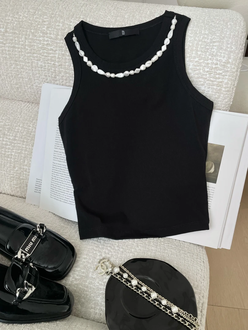 轮F 2【黑珍珠】一件私有款！”自带choker“的黑色坦克背心