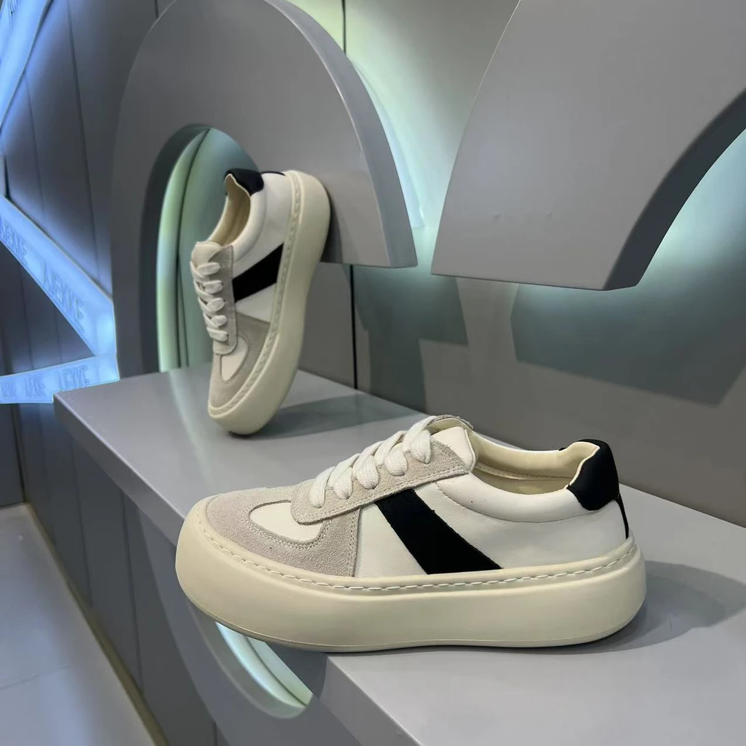 厚底德训鞋男2024秋季新款复古校园圆头系带休闲百搭运动板鞋男鞋