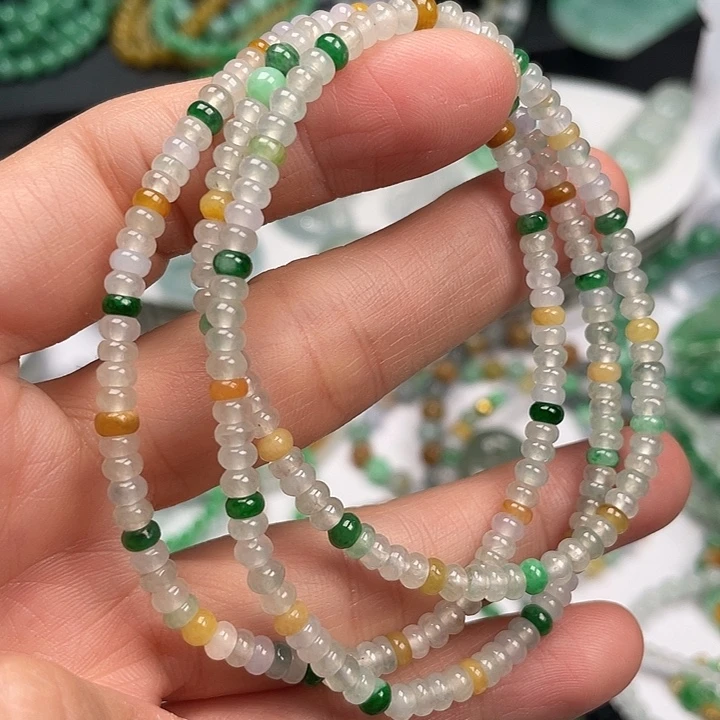 翡翠未镶嵌手链多宝算盘珠