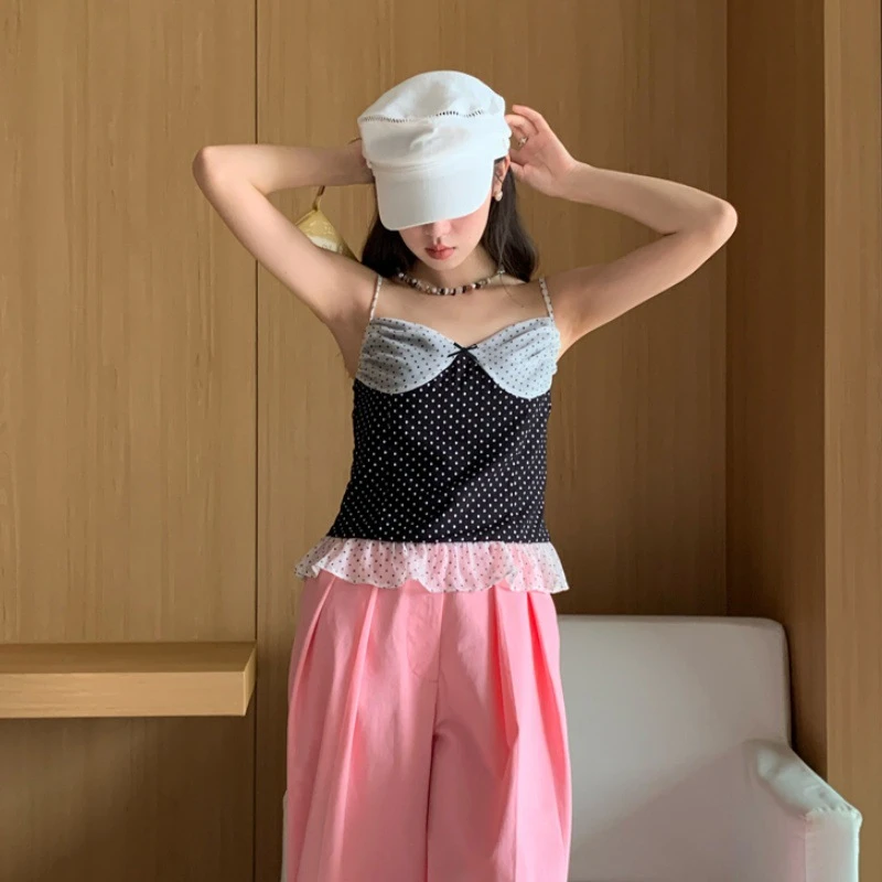 夏性感纯欲拼接辣妹内搭外穿吊带背心女S0986