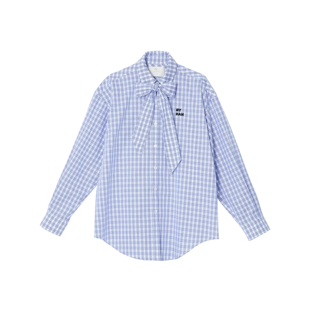 CHRISOUBYDAN 领结装饰格纹衬衫 CBD131019