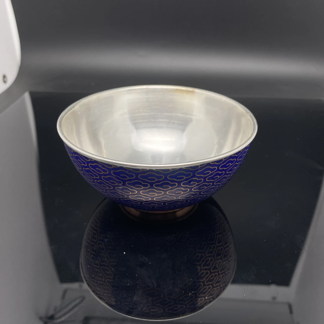 足银银制品 B0319GMD529景泰蓝大银杯（蓝）