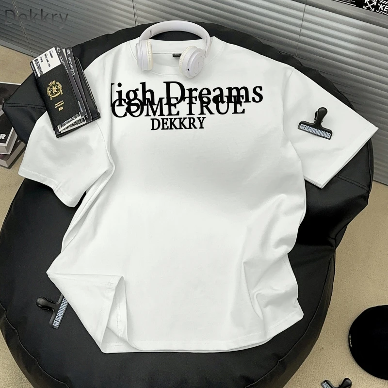 【Dekkry】夏季百搭休闲情侣100%纯棉美式个性潮流字母短袖T恤男女