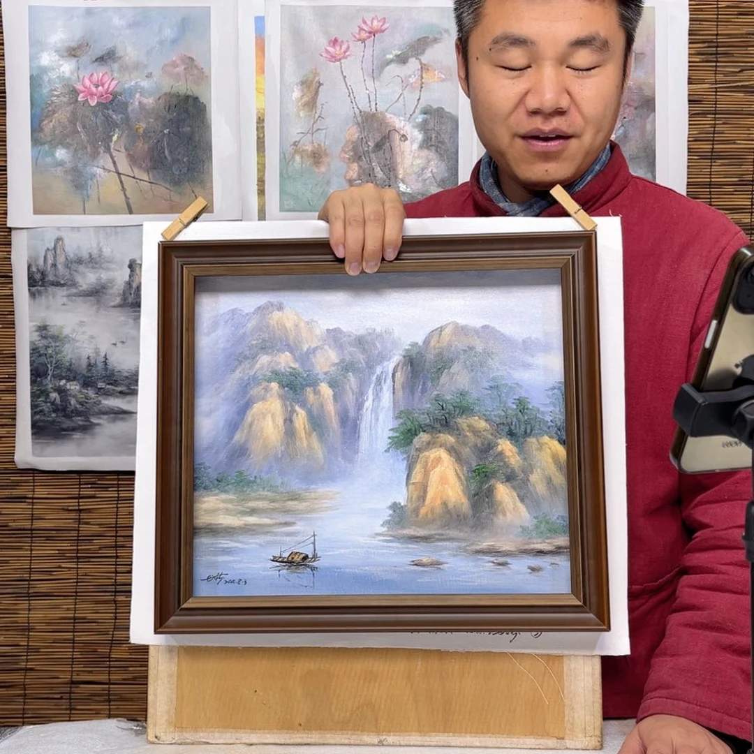 油画行路人小院绘画作品竞拍