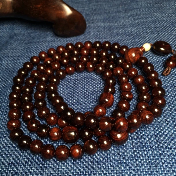 海南黄花梨紫油梨老料108颗手工制作