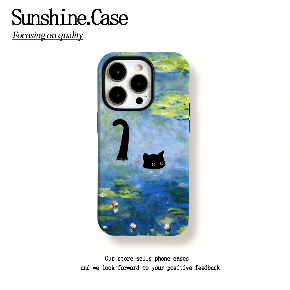 菲林二合一适用苹果华为vivo小米oppo手机壳油画猫猫16PRO/15