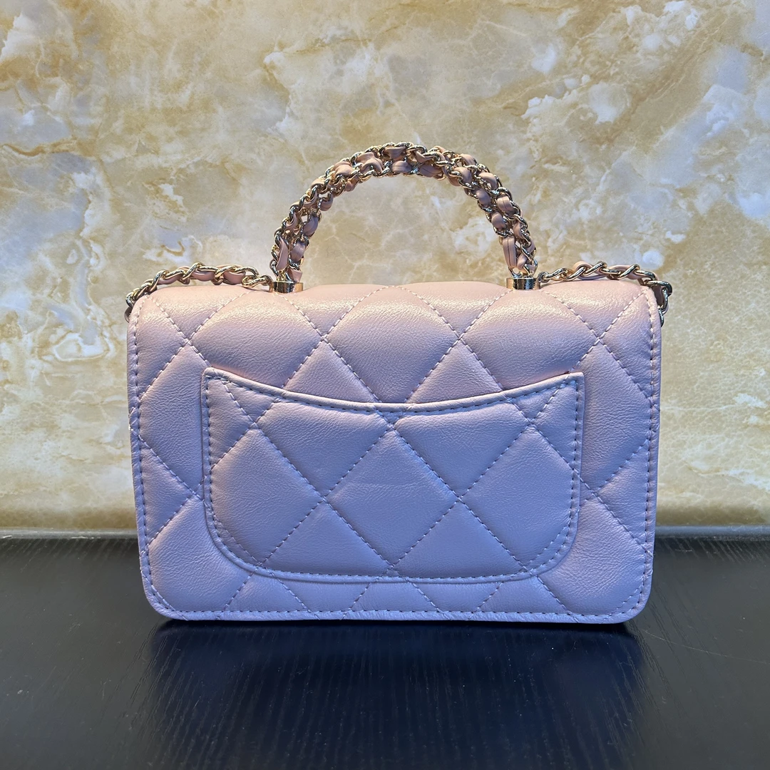 薇薇手工真皮包-孤品-粉色-手提旋翻盖A647