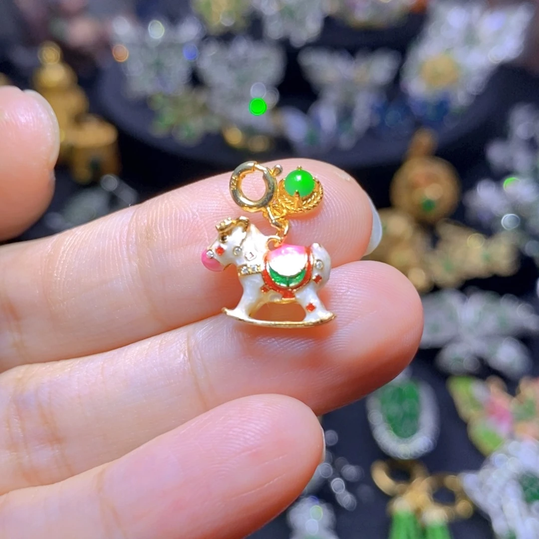翡翠银S925镶嵌套链天然翡翠