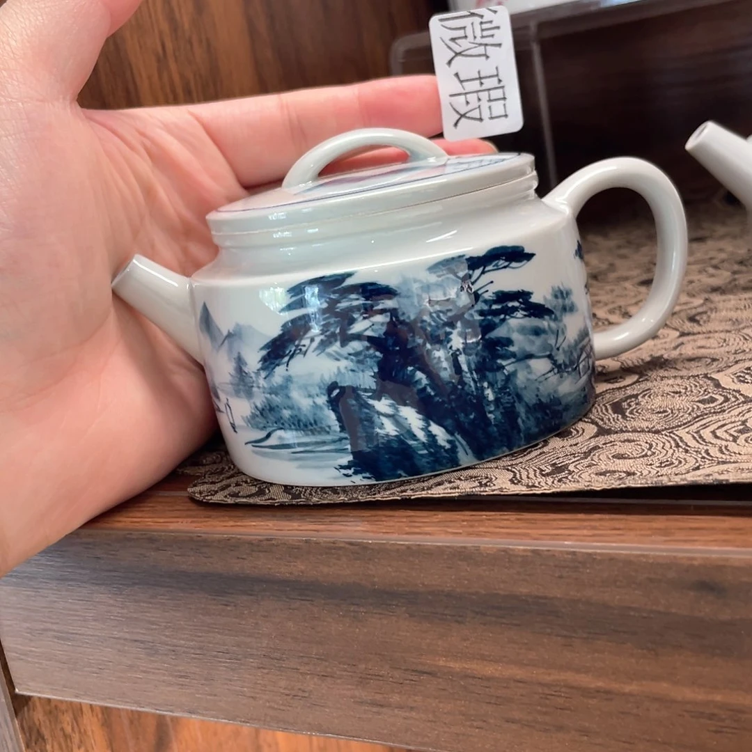 釉下手绘茶具微瑕