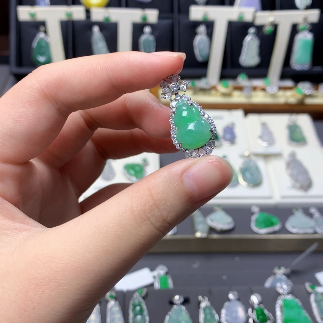 翡翠银S925镶嵌挂件