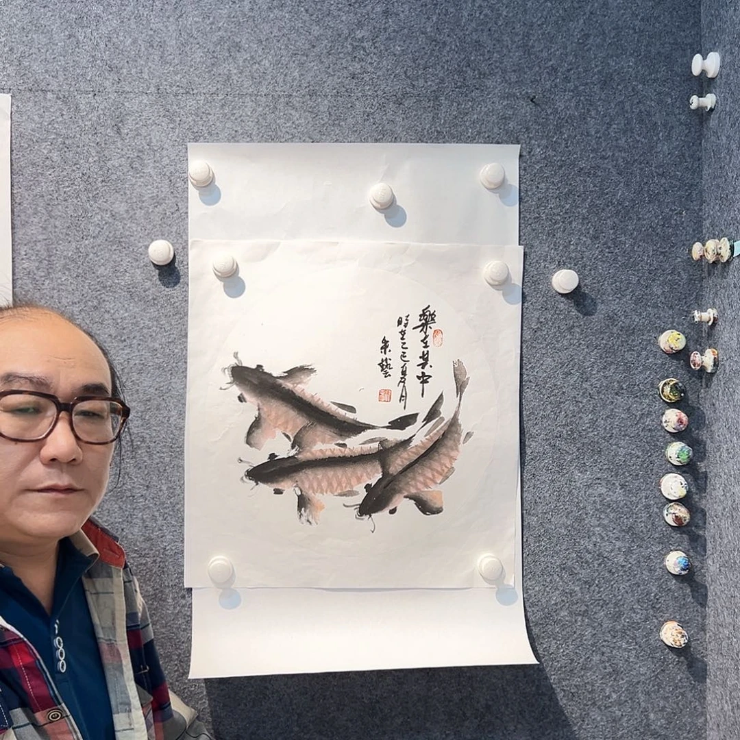 国画知鱼之乐纯手绘画