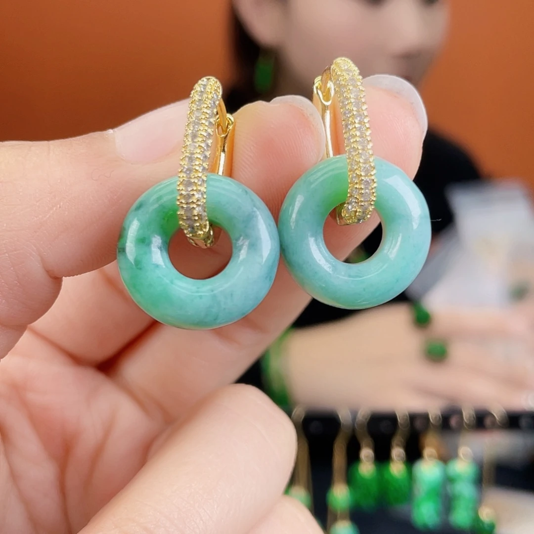 翡翠未镶嵌耳饰饰品