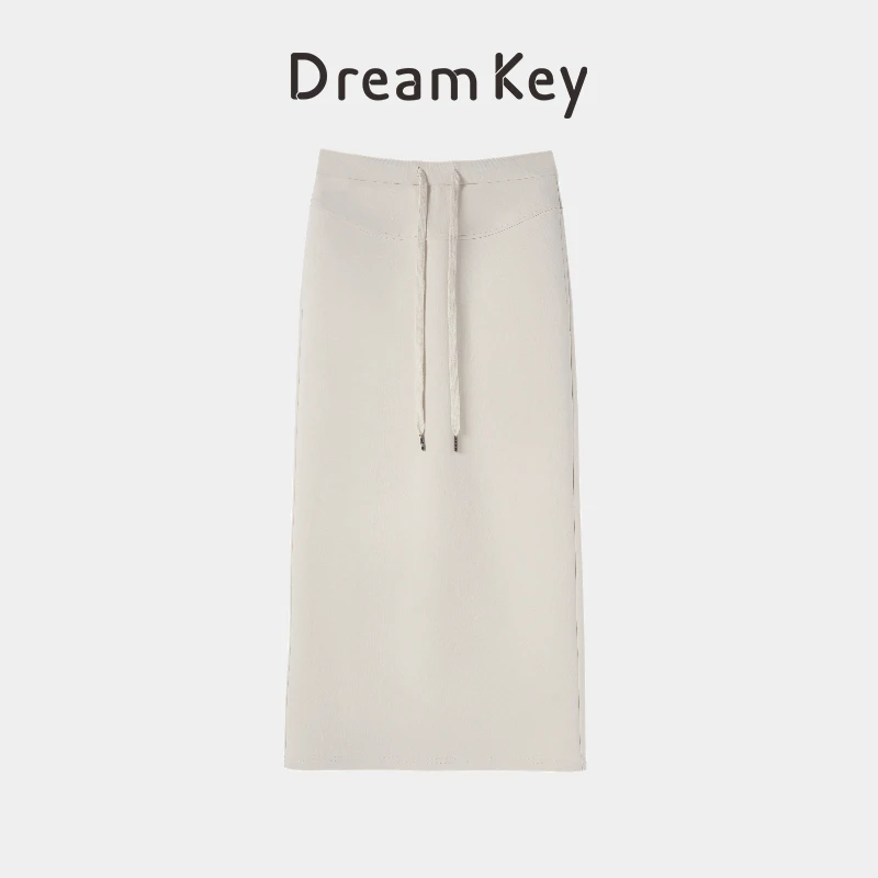 2025【夏上新】休闲直筒后开衩设计长裙时尚百搭高腰5435