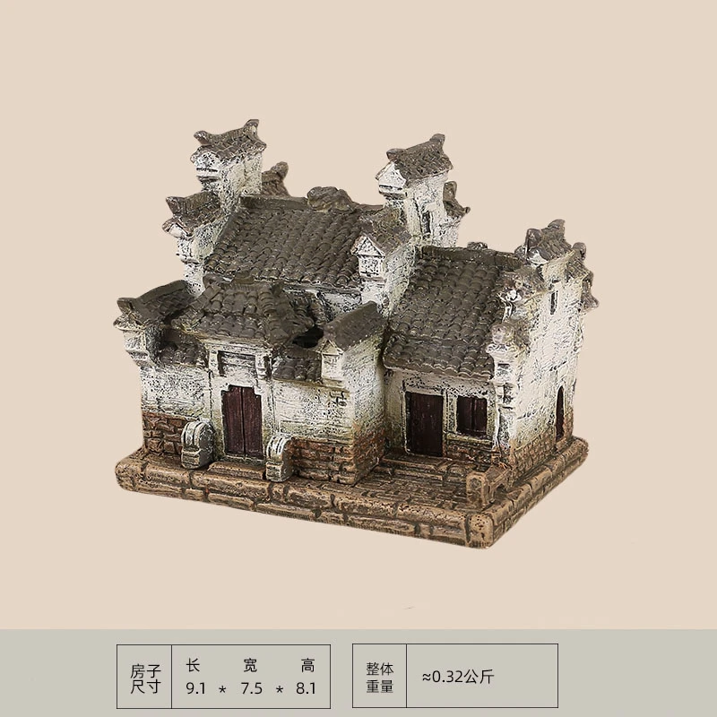 烟雨徽阁乡村老房子摆件小模型桌面创意微景观造景庭院客厅摆件