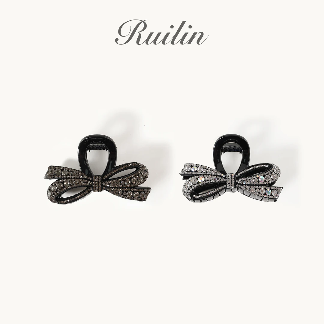 RUILIN【飘带蝴蝶闪耀】发夹气质轻奢时尚镶钻