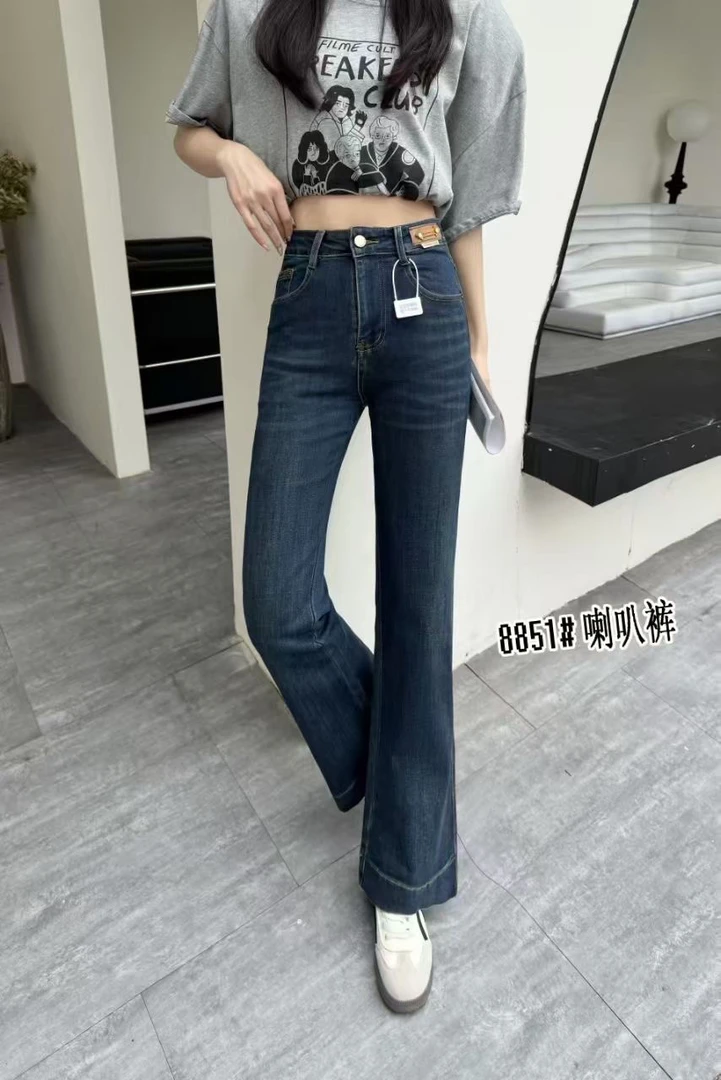 牛仔喇叭裤（裤长92cm)8851#2025年春夏新款韩版修身时尚百搭洋气