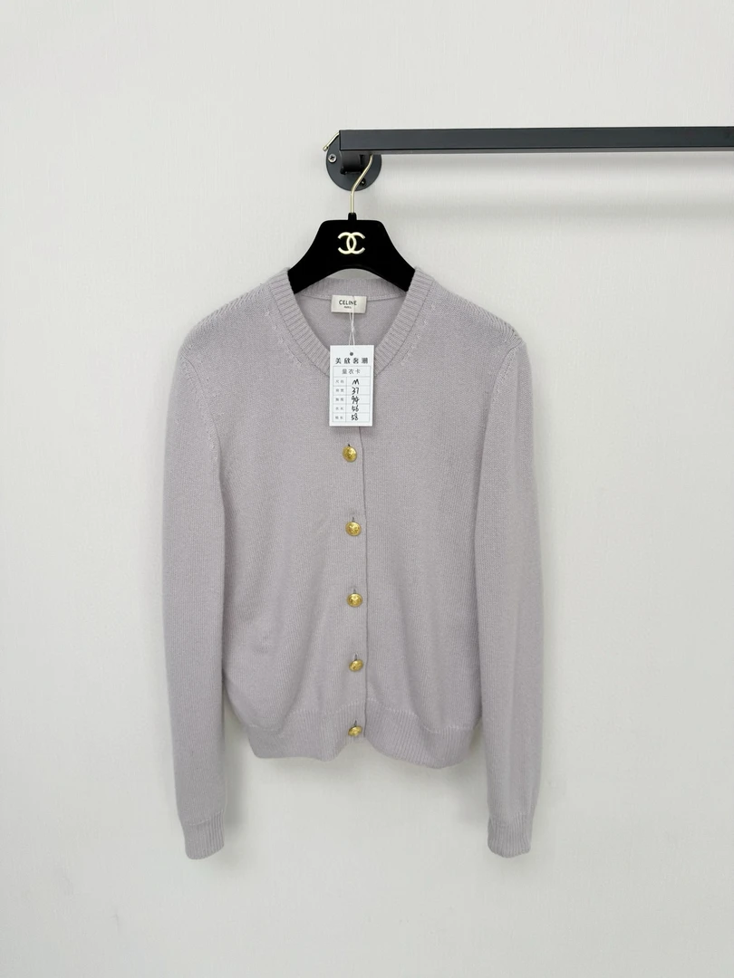 未使用 Celine/思琳 全新山羊绒针织开衫 正品 M码 胸围94 衣长56