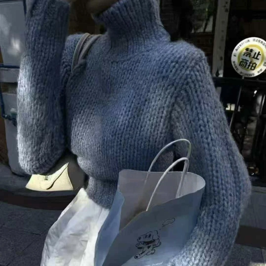 韩系时尚高领粗针织毛衣长袖 洋气必备