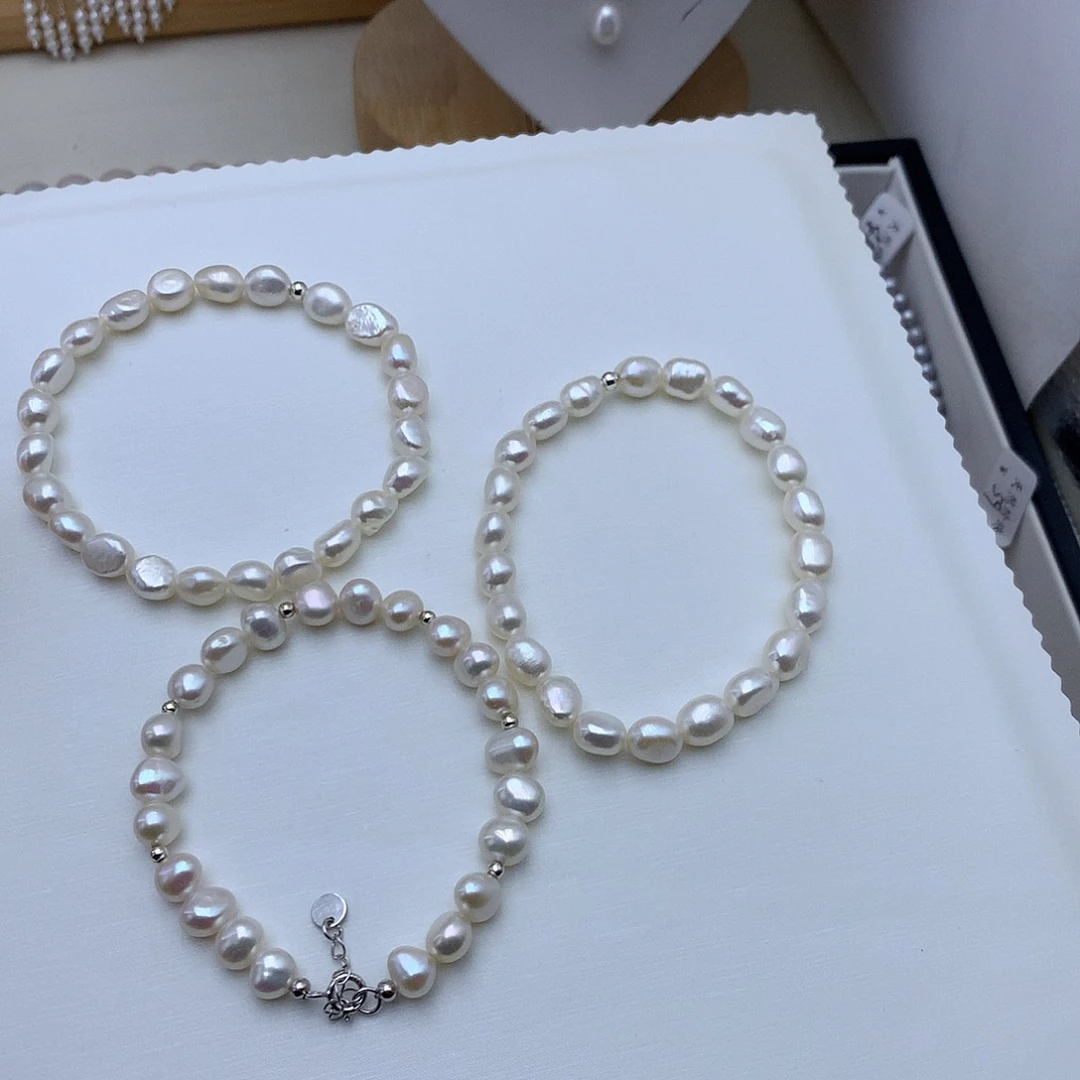 银S925镶嵌手绳淡水珍珠