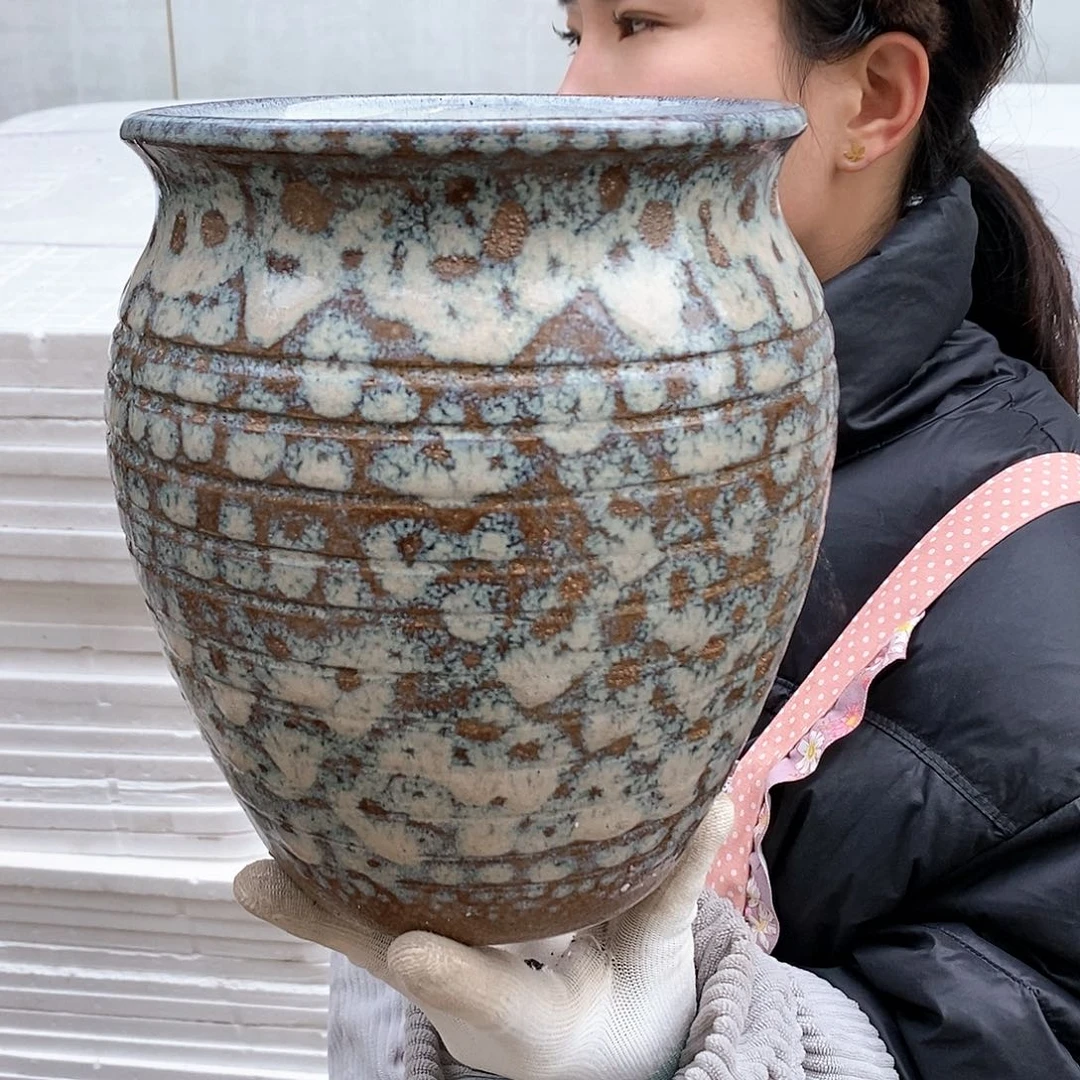 紫砂花盆瑕疵烧裂口17高21