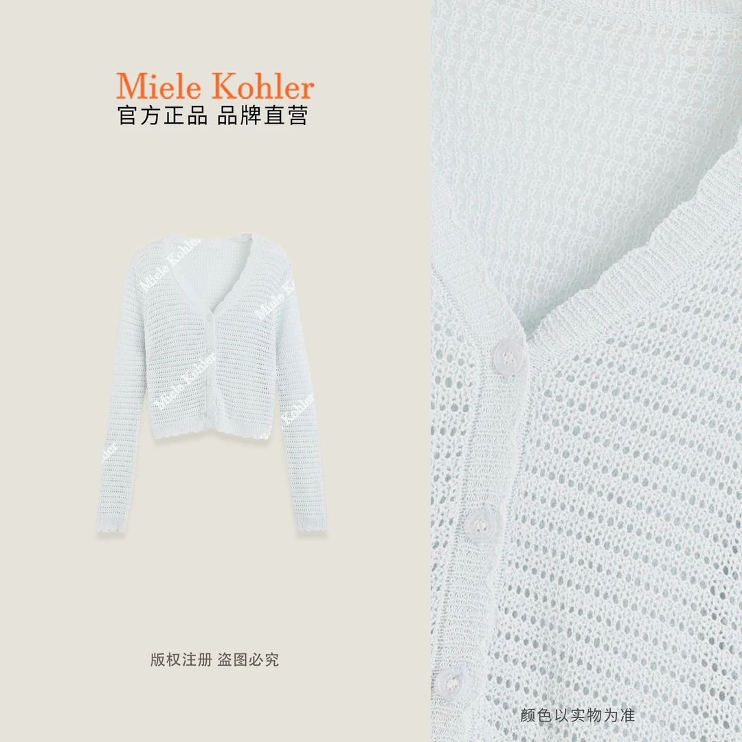 夏季新款设计感镂空设计感长袖针织开衫MKAC1A015【澳门小源同款】