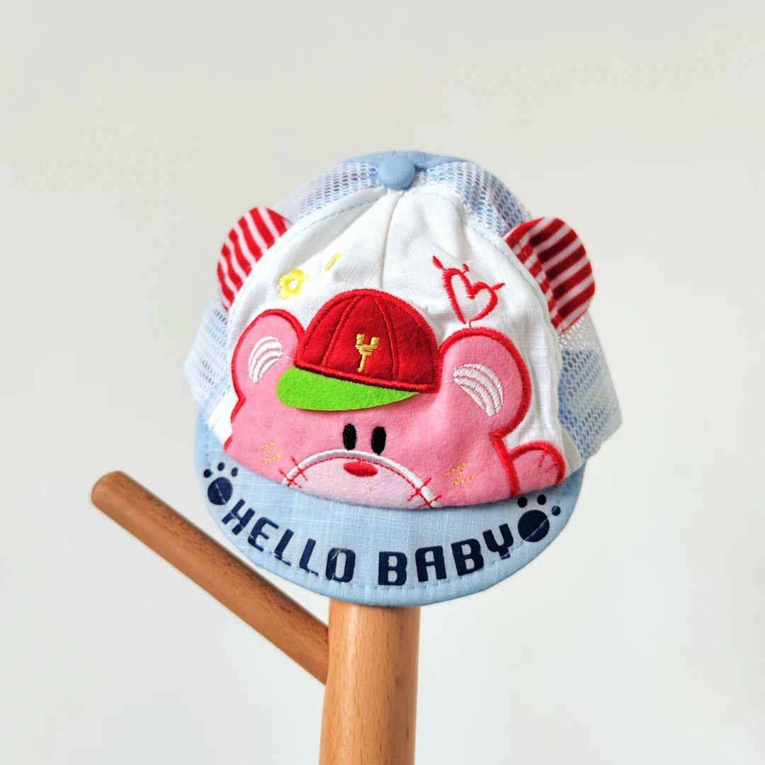 男宝宝棒球帽1岁男宝外出太阳帽网帽短檐软檐圆顶童帽