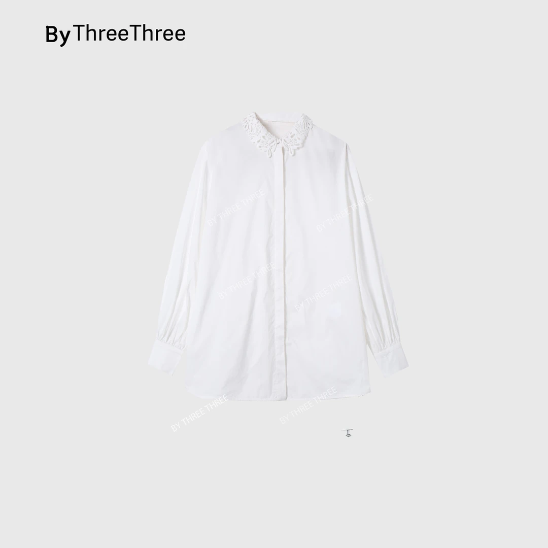 【LiuSanSan】设计师极简风休闲时尚衬衫花边领衬衫33250103YY