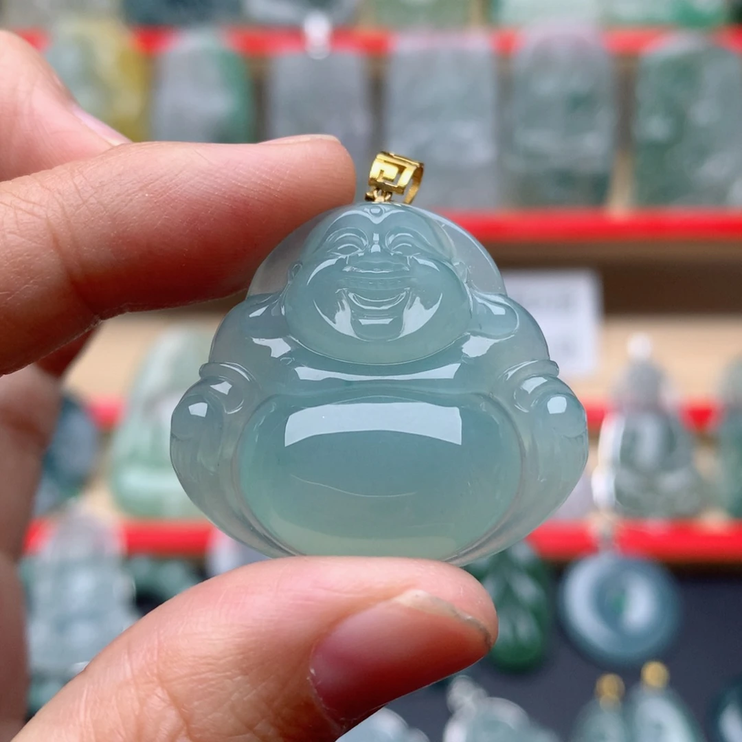 翡翠颈饰18K金镶嵌佛