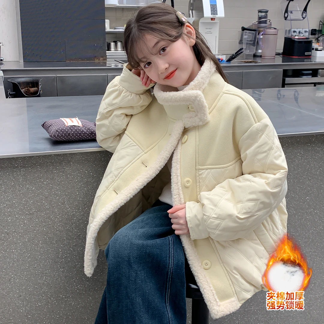 女童棉服外套冬装2025新款洋气儿童冬季加棉加厚大童女孩保暖上衣