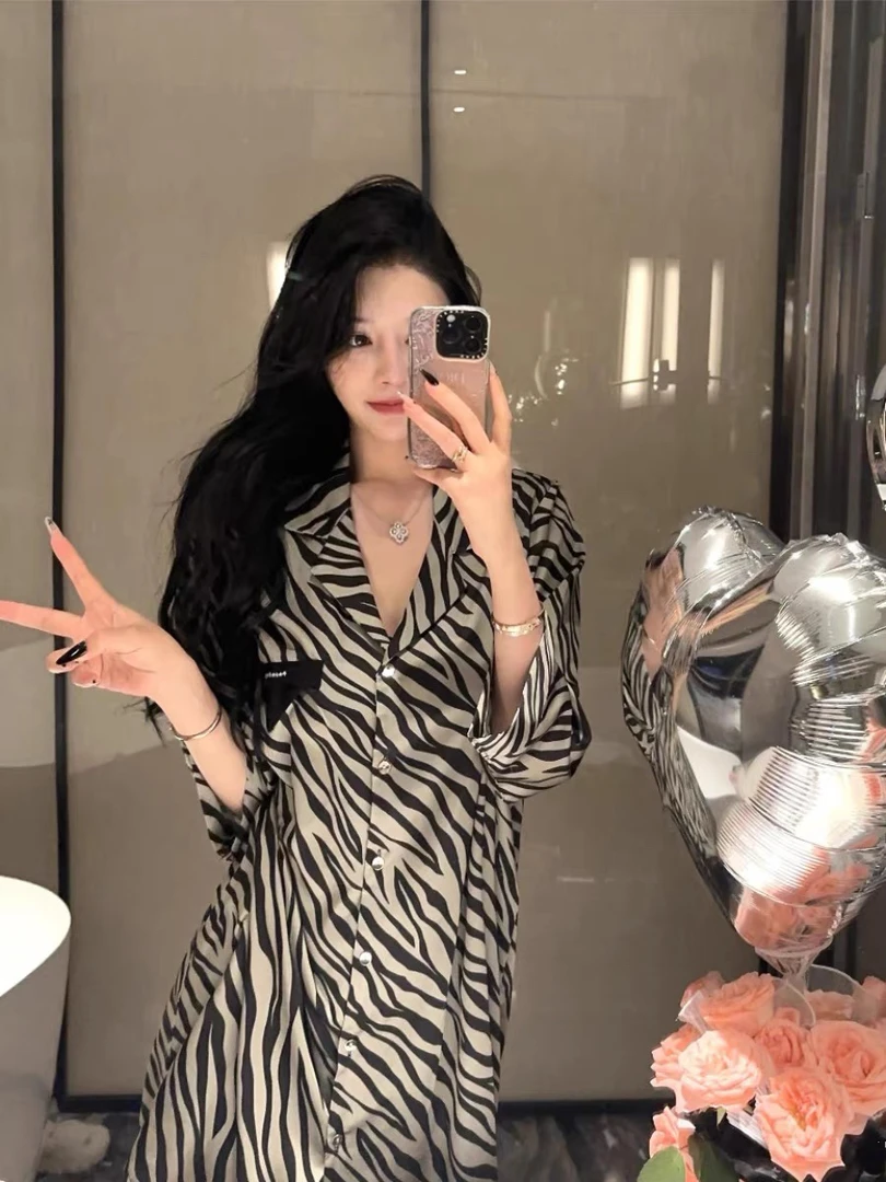 实拍！！【男友风衬衫裙/合集】月光绸春夏高级感休闲睡裙女宽松睡裙