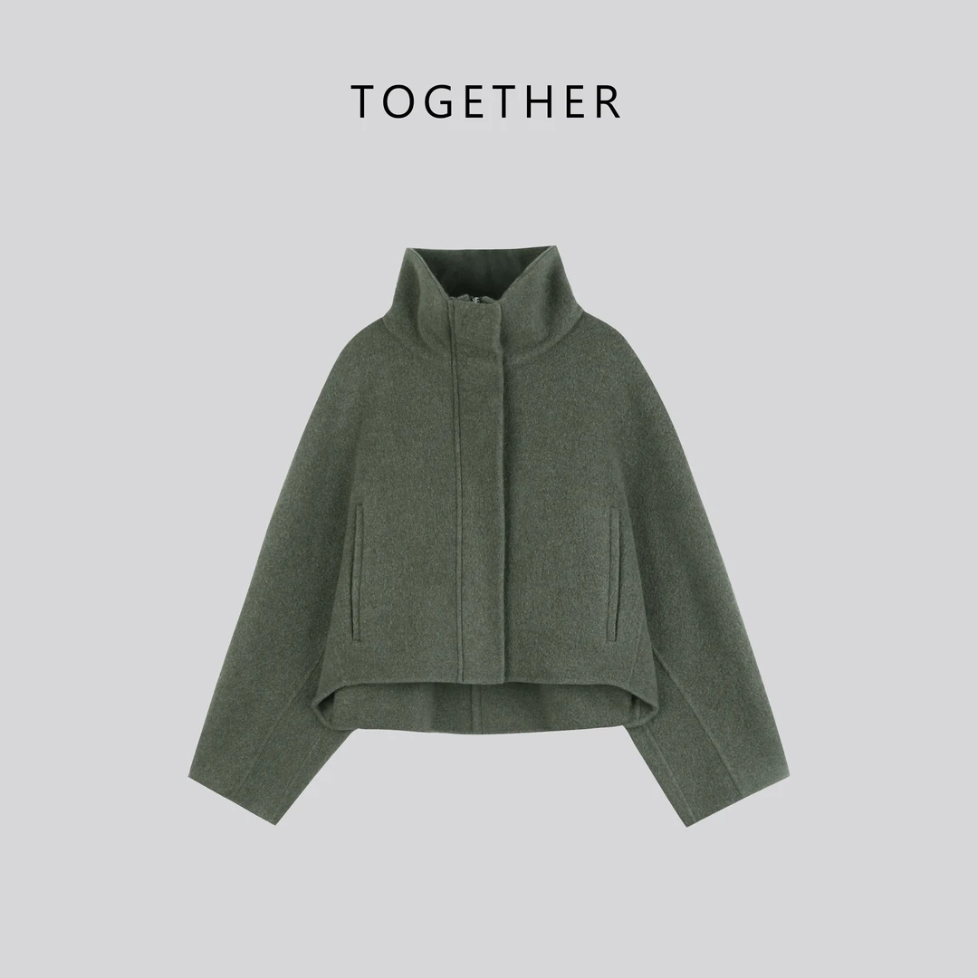 【Together】· 词末 · 秋冬立领拉链宽松双面毛呢外套#DY247530