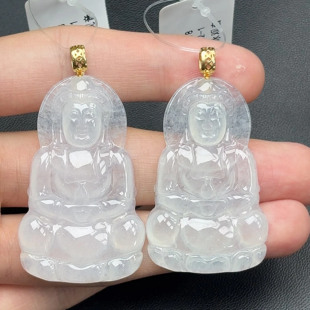 翡翠18K金镶嵌颈饰观音多样性发一