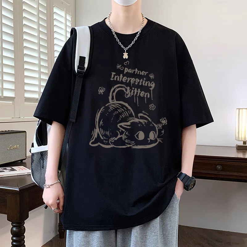 潮牌美式短袖纯棉t恤男女夏季宽松半袖印花青少年休闲百搭上衣ins