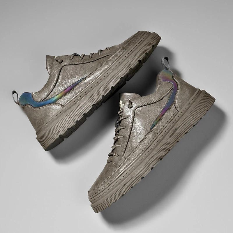 Aokang/奥康官方正版男鞋品牌正品板鞋男士皮面休闲鞋复古运动鞋