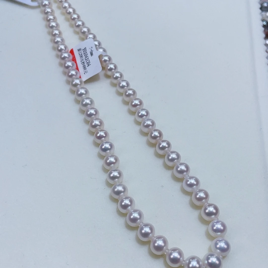 淡水珍珠颈饰银S925镶嵌7/8嘎嘎亮无核无暇捡漏