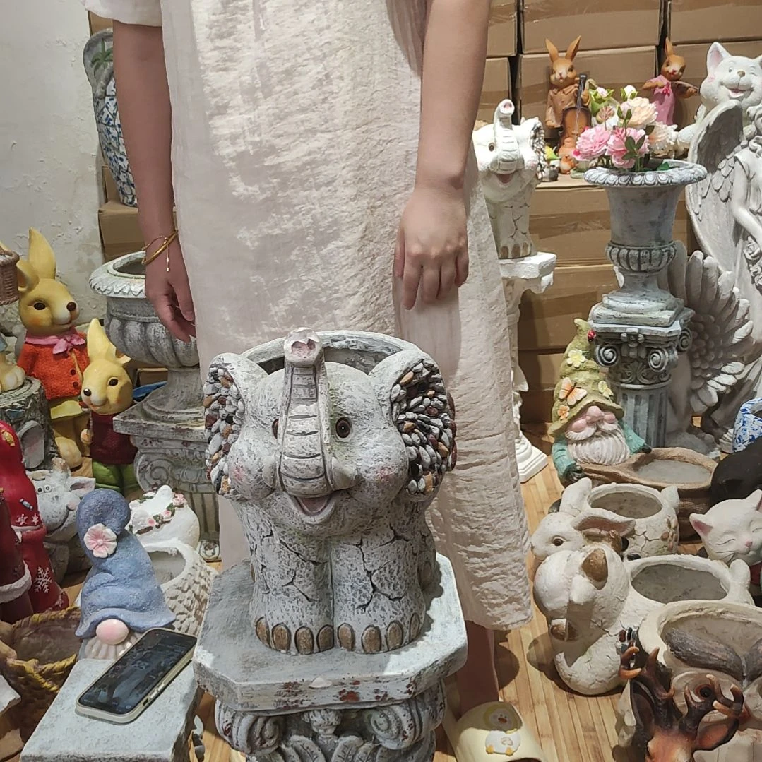 合成树脂氧化镁灰色大象花盆