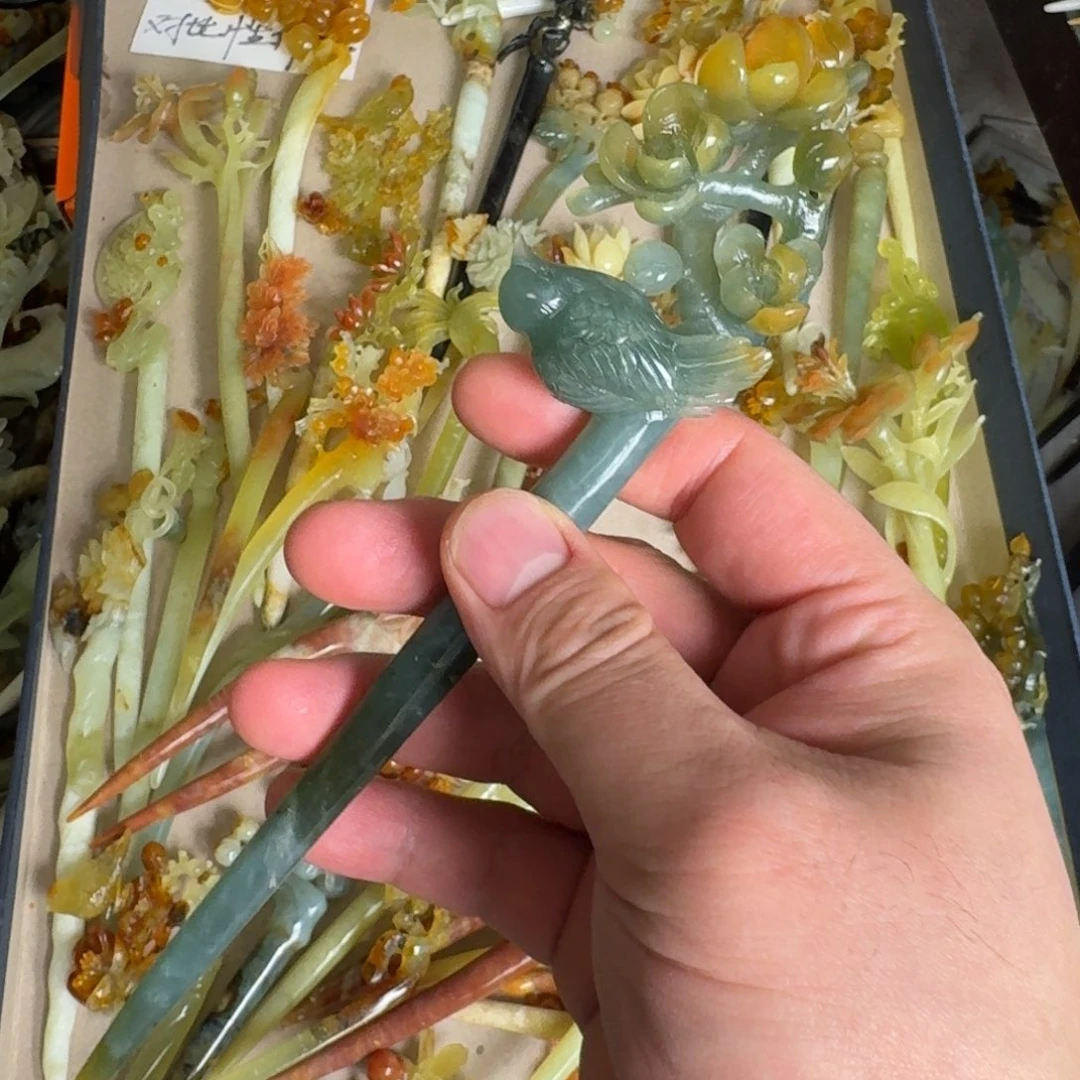 岫玉发簪未镶嵌佛***、