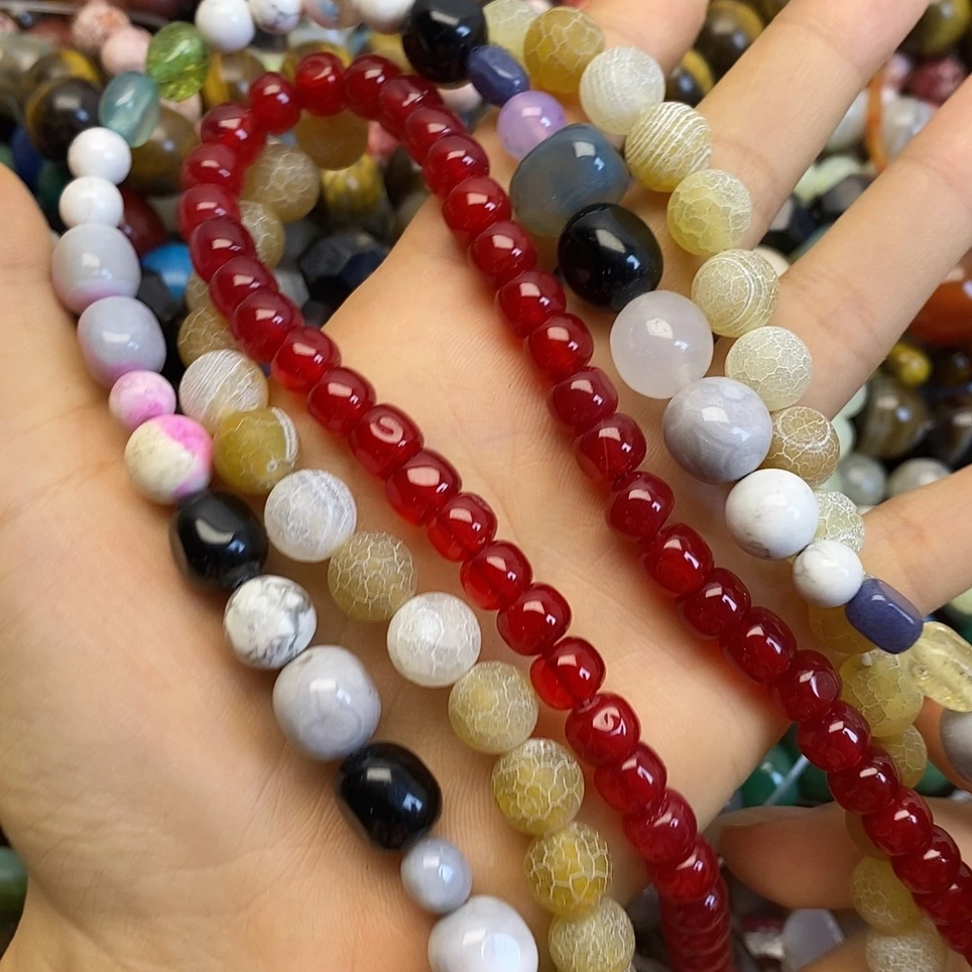 玛瑙/玉髓未镶嵌珠宝半成品随机三条装