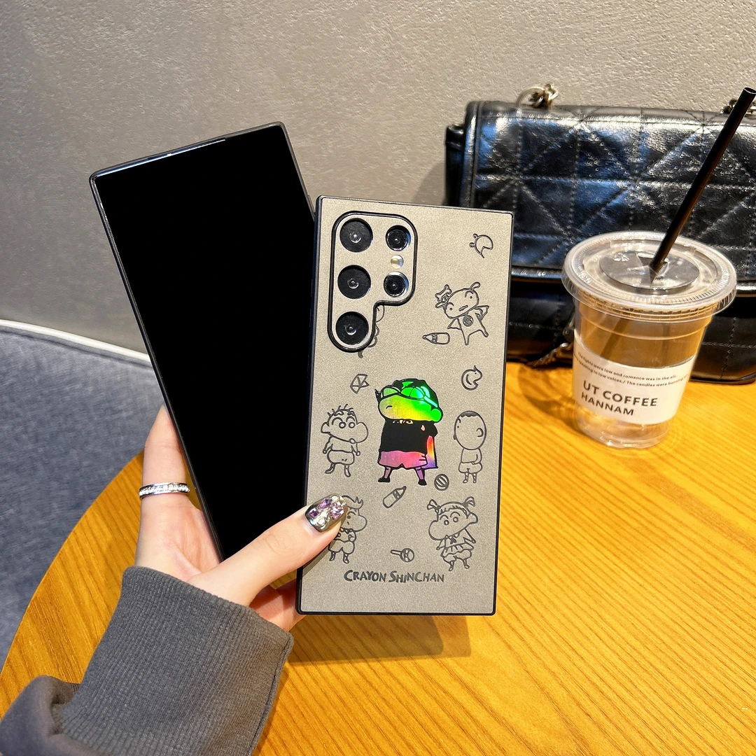 镭射卡通超能小新适用三星手机壳S24Ultra手机壳防摔耐脏创意设计