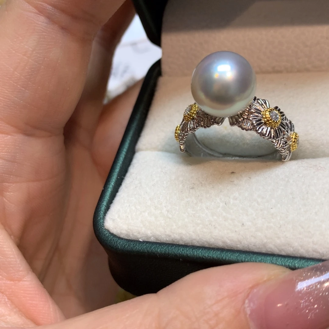 海水珍珠戒指银S925镶嵌