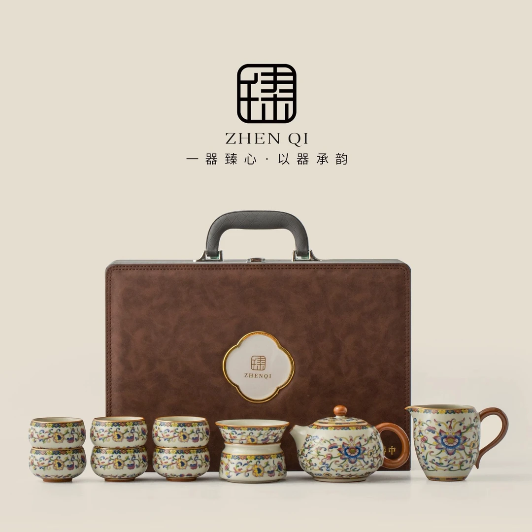 汝窑五彩高档2025新款功夫茶具套装家用泡茶壶茶杯中式送老师朋友