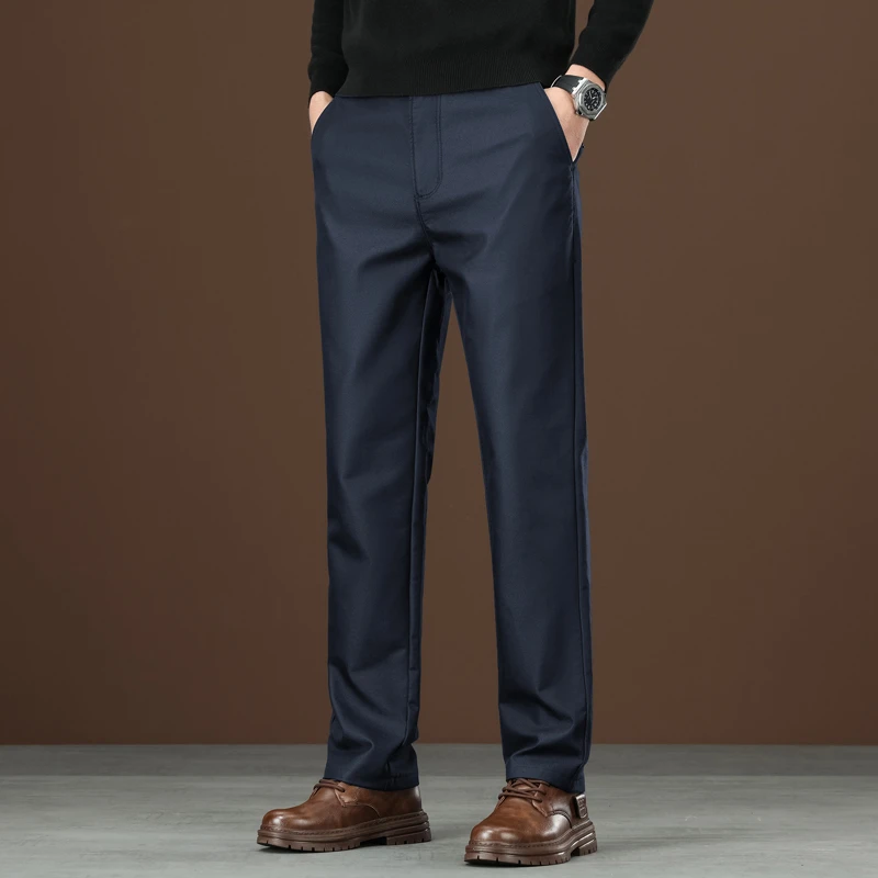 Leekody香港秋季高端休闲裤男款修身直筒免烫弹力商务通勤长裤子