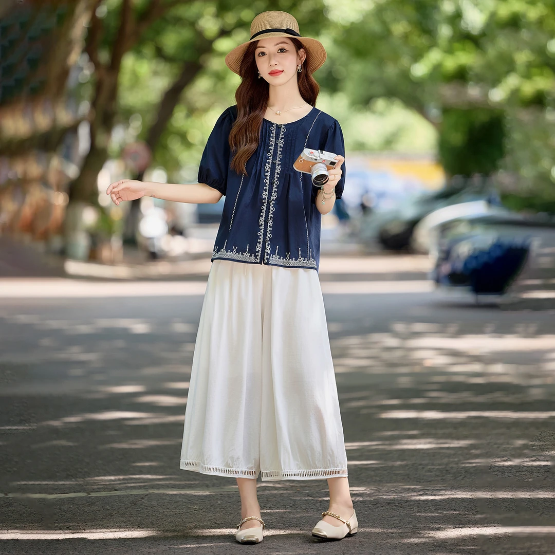 轻熟风减龄微胖穿搭阔腿裤套装女2025夏季爆款裙裤两件套一整套潮