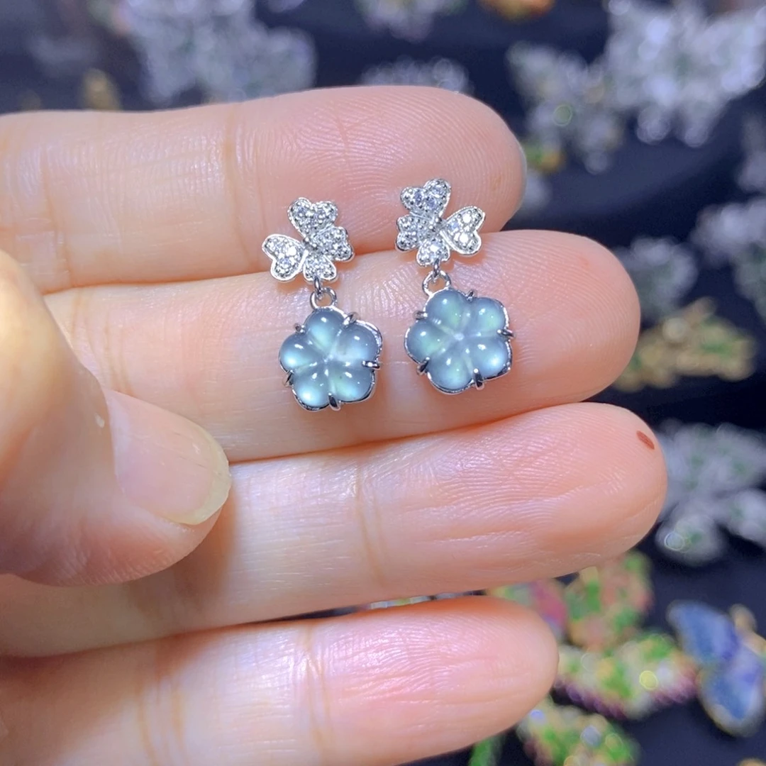 翡翠银S925镶嵌毛衣链天然翡翠