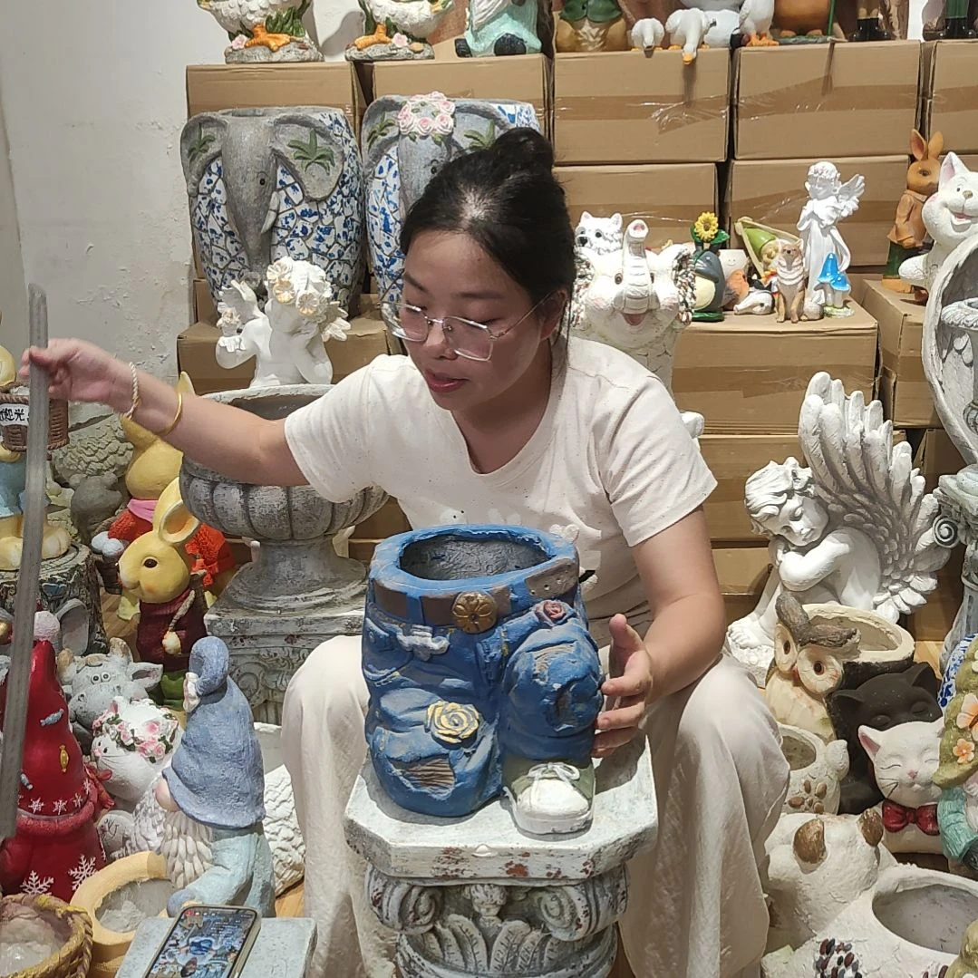 合成树脂氧化镁牛仔裤花盆一个