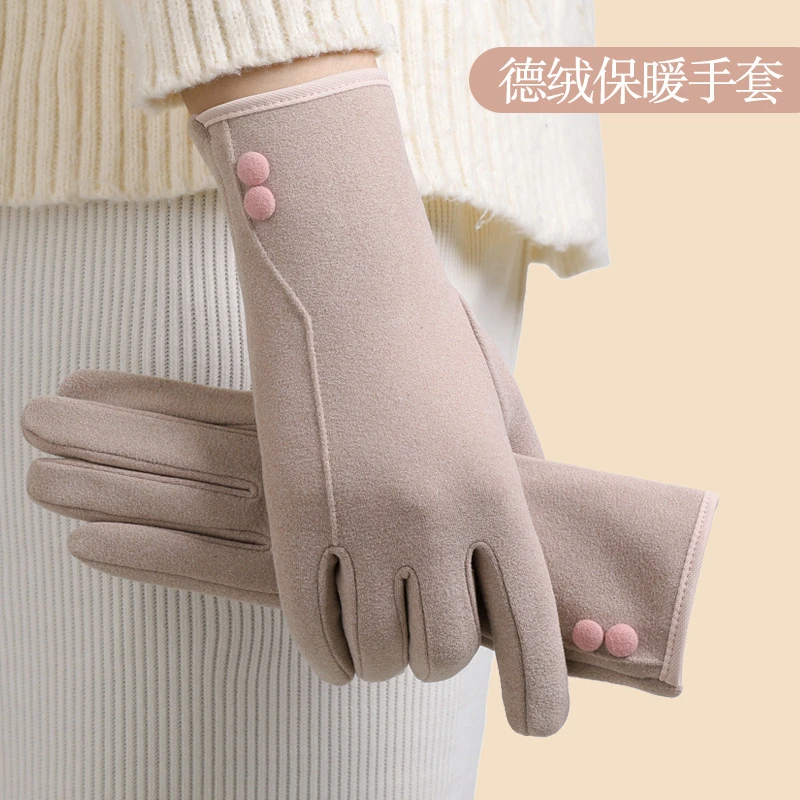 女士秋冬季户外驾驶用防风保暖触屏加厚德绒材质防寒加绒可保温手